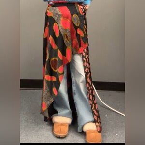 Diane Von Furstenberg Black Skirt with Red and Yellow Abstract Print